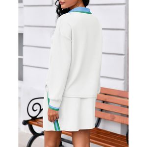 Fisoew Womens 2 Piece Outfit Long Sleeve Top Mini Skirt Casual Breathable <b>Set</b> All Seasons - Product Image 5