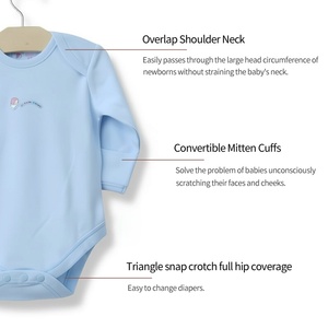 Body bébé 100% coton à manches longues, col enveloppe, vêtement vierge pour impression <span class=keywords><strong>de</strong></span> motifs personnalisés, sans étiquette, vêtements pour nouveau-nés - Product Image 4