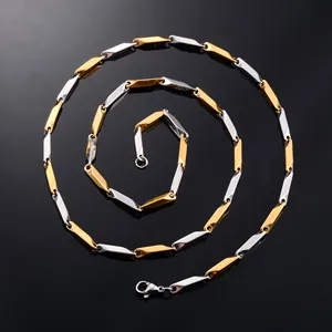 Collier ras du cou en acier inoxydable de 2,5 mm/3 mm de large, maillons en forme de barre, style bambou, pour femmes et hommes, accessoires de bijoux en métal tendance rock - Product Image 6