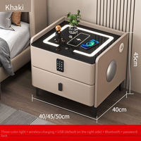 Table de chevet intelligente à 2 tiroirs avec verrouillage par mot de passe, chargeur sans fil, haut-parleur Bluetooth, lumière 3 couleurs, armoire de rangement antivol pour la maison