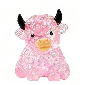 Vente chaude : Jouet sensoriel anti-stress souple et moelleux en forme de vache des Highlands, avec paillettes et cristaux, à récupération lente, pour enfants de 5 à 7 ans - Product Image 4