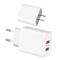 Adaptador de Corriente Eléctrico Mini de 5V 2.4A con Doble Puerto y Protección Contra Cortocircuitos, Enchufe US/EU para Teléfonos Android