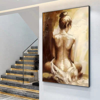 Peinture à l'huile Mintura, portrait de femme nue dos nu, peinte à la main, acrylique sur toile, art mural moderne nordique, décoration intérieure