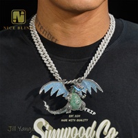 Bijoux de mode Fire Dragon, vente en gros de bijoux chinois, bijoux plaqués or avec CZ, hip hop, rock, bijoux glacés, cadeaux pour hommes, filles cool, hipsters