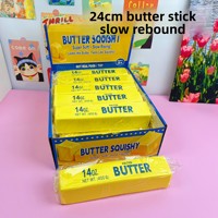 Bâton de beurre fraise A24cm à rebond lent, texture douce et humide, jouet anti-stress compressible pour jeunes adultes, manuel