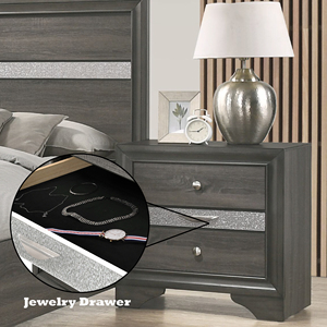 Naima Gray Finish Nightstand With Three <b>Drawers</b> <b>Storage</b> Unit Bedroom Furniture - Product Image 2