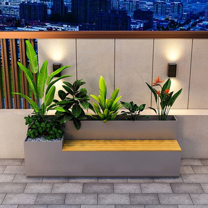 UHPC Combined Planter <b>Bench</b> Artistic Seating Commercial Public Stool for Community Leisure Venues - Product Image 1