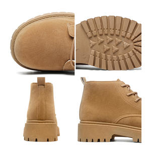 Bottes d'hiver unisexes en cuir véritable imperméable, tissu thermique en coton, semelle épaisse, bottes à la cheville confortables, doublure en peluche, caoutchouc - Product Image 2