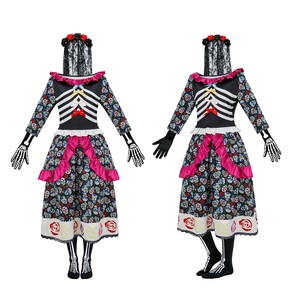 Nuevo <span class=keywords><strong>Disfraz</strong></span> de <span class=keywords><strong>Novia</strong></span> del Día de Muertos, Vestido Fantasma con Estampado de Calaveras y Flores para Cosplay de Halloween - Product Image 3