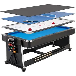 SZX高品质4合1多功能台球桌和空气曲棍球桌，带聚氯乙烯材料的全中密度纤维板