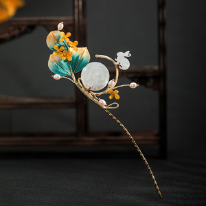 Pasadores de pelo de terciopelo con diseño de flor, accesorios para faldas estilo caballo, pasadores de pelo de estilo antiguo Hanfu con osmanthus, herencia cultural inmaterial. - Product Image 4