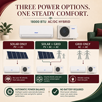 AC Tenaga Surya 18000 BTU DC 48V Bertenaga Baterai Inverter Wall Split Hybrid Set Lengkap Pendingin Pemanas Rumah Tangga