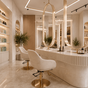 Ensemble de meubles de salon de coiffure sur mesure, comptoir de réception, poste de coiffage, vitrine pour salon - Product Image 2