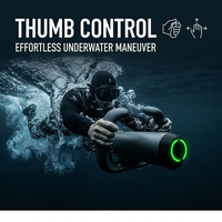Propulseur sous-marin cylindrique gris métallisé FactoryDirect avec lumière LED verte et commande au pouce pour la natation et le snorkeling