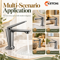 Robinet mitigeur monocommande pour lavabo en alliage de zinc avec bec de 128 mm finition chromée