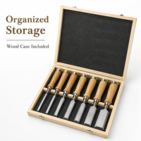 Ensemble de 6 ciseaux à bois professionnels personnalisables en chrome vanadium avec manche en bois et pointe biseautée pour la sculpture sur bois – Vente en gros