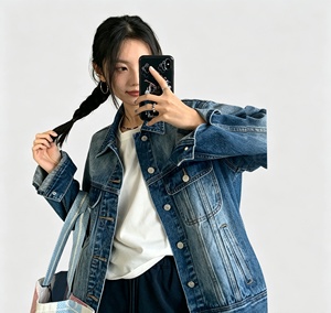 Cappotto in Denim Retrò da Donna per Primavera, Stile Coreano con Colletto, Giacca Larga e Casual Effetto Lavato, Abbigliamento Femminile alla Moda - Product Image 3