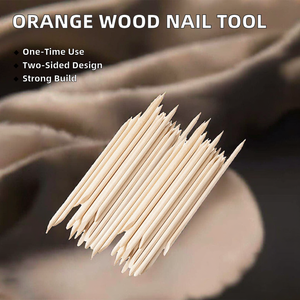 113mm Disposable Double Sided Orange Wood <b>Nail</b> <b>Cuticle</b> <b>Pusher</b> Multi-Functional Manicure Pedicure Tool for Removal - Product Image 2