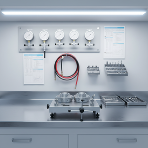 Manómetro de pistón de gas Shelok para prueba de peso muerto, precisión del 0.015% para salas limpias, aeroespacial y electrónica - Product Image 1