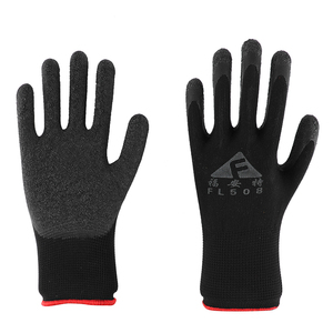 CE EN388-guantes de trabajo de seguridad para la construcción, protectores de manos recubiertos de goma y látex, color rojo, poliéster, arrugado - Product Image 6