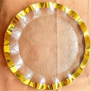 Assiette de présentation élégante 2020 avec bordure dorée en verre, motif floral, édition spéciale usine - Product Image 2