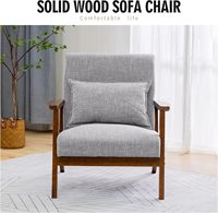 Fauteuil de salon moderne du milieu du siècle avec coussin en mousse haute densité et accoudoirs en bois – Idéal pour la lecture, le salon, la chambre et les loisirs à domicile