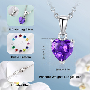 Changda <span class=keywords><strong>925</strong></span> स्टर्लिंग चांदी के गहने प्यार दिल 12 रंगीन जन्म का रत्न लटकन हार महिलाओं के लिए - Product Image 3