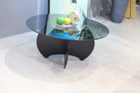 Table basse ronde au design moderne Offre Spéciale Table à thé en verre gris Table basse de salon