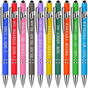 10pcs Inspirational Funny Words Metal Ballpoint Pens Motivational Job Related Quotes Pen for School Office Supplies