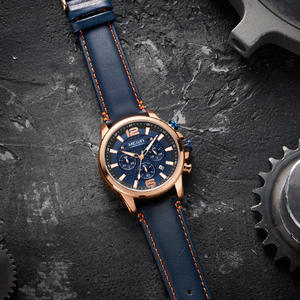 Nouvelle montre pour homme, chronographe multifonctionnel, bracelet en cuir véritable, montre-bracelet sport à quartz - Product Image 6