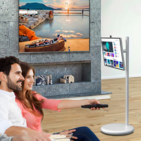 Téléviseur intelligent de 27 pouces avec écran tactile LCD en cellule, alimenté par batterie, Android 15, pour salle de sport, jeux, salon, avec roues amovibles