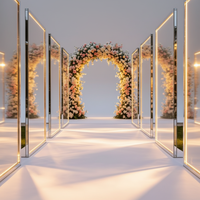 Décoration d'allée de cérémonie de mariage : Panneau de sol en acrylique miroir argenté réfléchissant pour scène de mariage