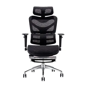 Sedia direzionale da ufficio da scrivania con poggiapiedi movimenti rilassanti mobili supporto ergonomico per schienale alto sedia da ufficio nera a rete completa