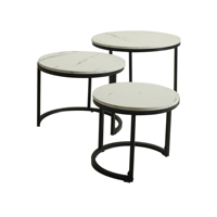Ensemble de table basse gigogne moderne petite extrémité latérale ronde en bois MDF ensemble de nid 3 pièces table basse pour meubles de salon
