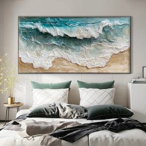 Obra de Arte Abstracta de Olas del Mar, Decoración Contemporánea para Pared, Pintura en Lienzo Hecha a Mano, Pintura al Óleo Texturizada, Decoración de Interiores - Product Image 2