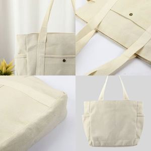 High Quality Custom Logo Luxury Women's Shoulder <b>Bags</b> Eco-Friendly Reusable Canvas Shopping <b>Tote</b> <b>Bag</b> <b>with</b> <b>Pockets</b> - Product Image 4