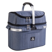 Panier pique-nique pour 2 personnes avec grand compartiment isotherme et poignée de transport en aluminium