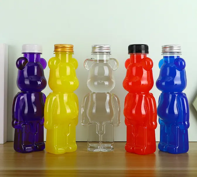 500ml Brick Bear Inspired Juice Bottle Portable Drinking Toy Plastic Storage ContainerHome Decor Bear Shaped Beverage Bottle