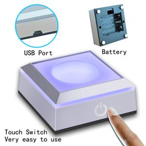 Base d'éclairage LED ABS standard multicolore, support carré pour plaque d'affichage, pour art en verre 3D avec interrupteur tactile sensible - Product Image 3