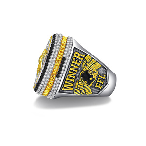 Anillo de Campeonato de Fútbol de Fantasía 2026, Clásico, de Aleación, Bicolor, Dorado y Negro, con Pedrería, Trofeo para Ganador de Liga de Fútbol de Fantasía, Nombre Personalizado - Product Image 3