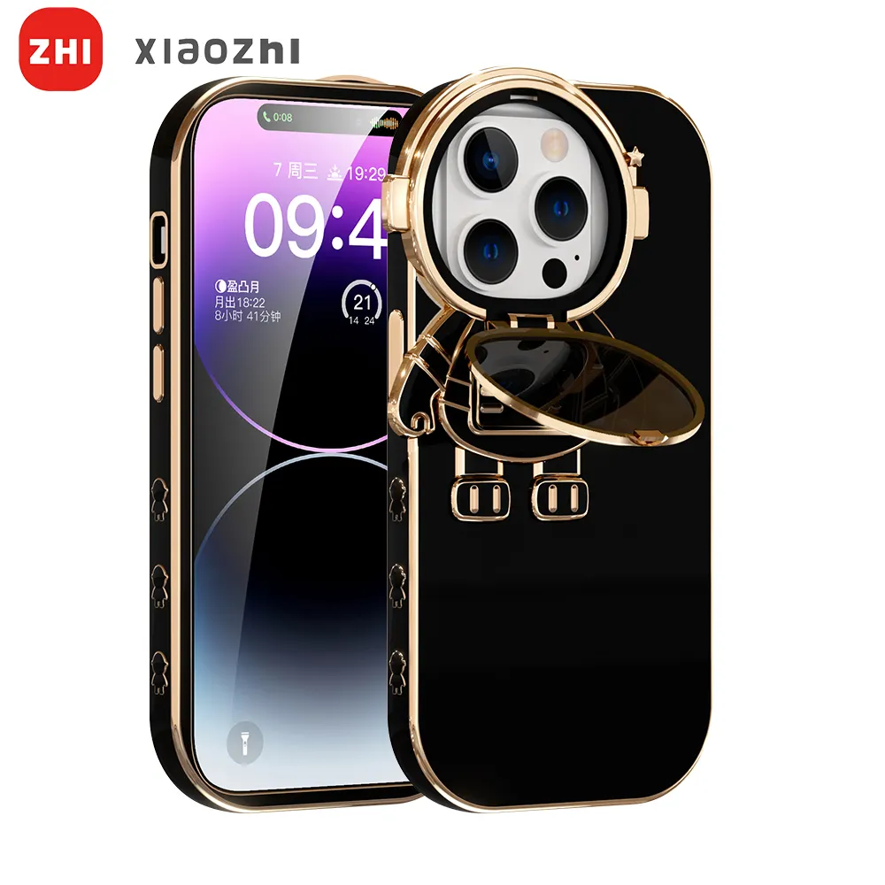Factory Price Fancy Astronaut Luxury Phone Cover Shockproof TPU Silicone Kickstand Blank Cover For iphone Case Phone Accessories
