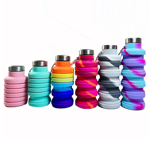 Food Grade Reusable Collapsible Silicone <b>Water</b> <b>Bottles</b> for Travel Spout - Product Image 2