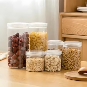 Frascos de Almacenamiento Transparentes de PET Personalizados con Tapas de Rosca para Alimentos, Dulces, Azúcar, Chocolate, Envases de Cosméticos - Tamaños de 6oz/12oz/16oz - Product Image 2