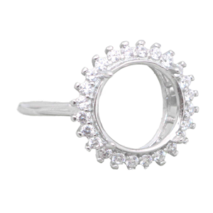 Anillo de Plata de Ley S925 con Marco Semimontado Vacío para Incrustación DIY de Piedra Central de Zirconia, 5*7/6*8/7*9/8*10/9*11/10*12mm, para Fiesta - Product Image 1