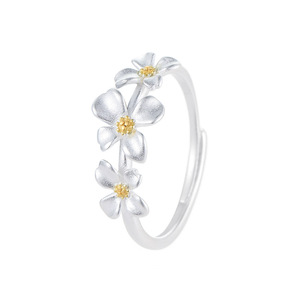 Anillo Ajustable de Plata de Ley 925 con Flor de <span class=keywords><strong>Gardenia</strong></span>, Joyería Fina de Moda para Mujer, Regalos - Product Image 2