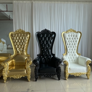 Canapé trône noir de luxe à dossier haut pour mariage, chaise trône royale diamantée pour roi et reine - Product Image 2