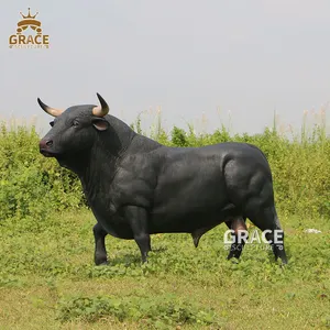 Estátua de bronze de touro grande, tamanho de vida