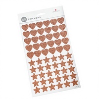 Autocollants faits main en PVC à paillettes or rose, imprimés en sérigraphie, lettres, cœurs, étoiles, pour décoration de journaux et agendas