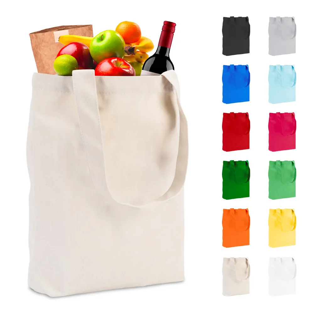 Plain organic reusable cotton canvas tote shopping bag custom canvas tote bag with custom logo