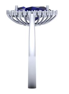 Anillo de diamante de corte ovalado con racimo simple Anillo de compromiso de estilo vintage de Halo redondo con baño de oro para aniversarios - Product Image 4